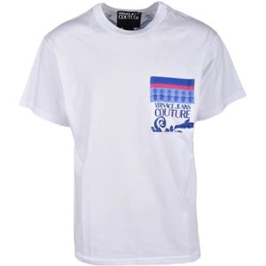 Versace Jeans Couture, Heren, Tops, Wit, Maat: M Katoen,