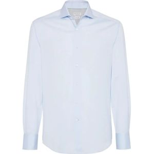 Brunello Cucinelli, Heren, Overhemden, Blauw, Maat: 2XL Katoen,