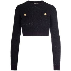 Elisabetta Franchi, Dames, Truien, Zwart, Maat: M