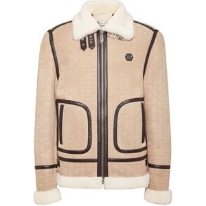 Philipp Plein, Heren, Jassen, Beige, Maat: L Leer,