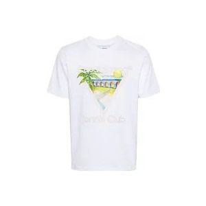 Casablanca Tennis Club Icon Screen Wit Shirt , White , Heren , Maat: L