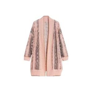 Twinset Maxi Cardigan met Python Print , Pink , Dames , Maat: M