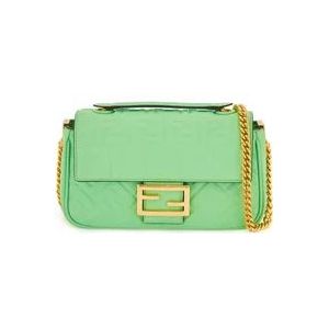 Fendi Groene leren schoudertas , Green , Dames , Maat: ONE Size