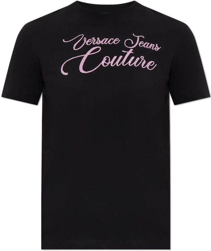 Versace Jeans Couture - T-shirt - Zwart - Dames - Met Glinsterende Pailletten