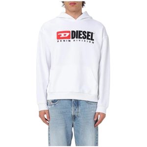 Diesel, Heren, Sweatshirts & Hoodies, Wit, Maat: 2XL Denim,