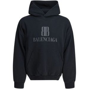 Balenciaga, Heren, Sweatshirts & Hoodies, Zwart, Maat: L Katoen,