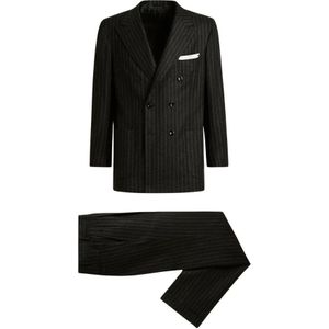 Kiton, Heren, Pakken, Zwart, Maat: XL Wol,