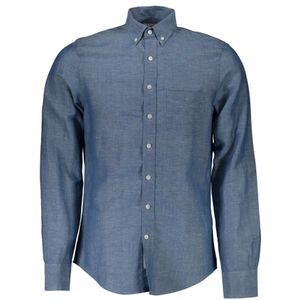 Gant - Overhemd - Blauw - Lange Mouwen - Italiaanse Kraag