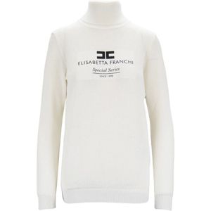 Elisabetta Franchi, Dames, Truien, Wit, Maat: XL Viscose,