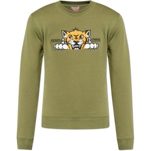 Kenzo, Heren, Sweatshirts & Hoodies, Groen, Maat: M Katoen,