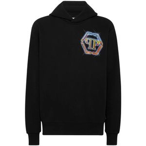 Philipp Plein, Heren, Sweatshirts & Hoodies, Zwart, Maat: L Katoen,