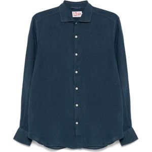 MC2 Saint Barth, Heren, Overhemden, Blauw, Maat: S Linnen,