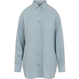 Gucci, Dames, Blouses & Shirts, Blauw, Maat: XS Zijde,