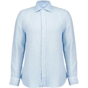 120% Lino, Heren, Overhemden, Blauw, Maat: XL Linnen,