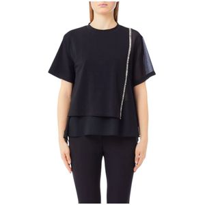 Liu Jo, Dames, Tops, Zwart, Maat: L Katoen,
