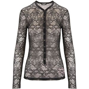 Dsquared2, Dames, Blouses & Shirts, Zwart, Maat: S Polyamide,