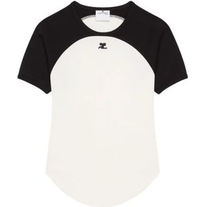 Courrèges, Dames, Tops, Wit, Maat: M Katoen,