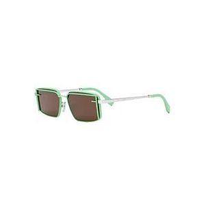 Fendi Groene zonnebril Roze Paars Aw23 , Green , Dames , Maat: 53 MM