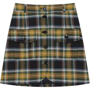 Kenzo - Minigonna A Trapezio A Quadri - Korte Rok - Bruin - Katoen