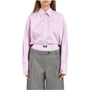 Msgm, Dames, Blouses & Shirts, Roze, Maat: M Katoen,