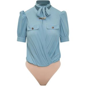 Elisabetta Franchi, Dames, Tops, Blauw, Maat: S Viscose,