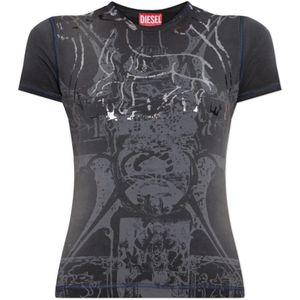 Diesel, Dames, Tops, Grijs, Maat: M