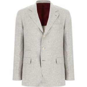 Brunello Cucinelli, Heren, Jassen, Grijs, Maat: XL Zijde,
