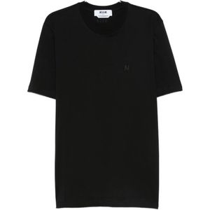 Msgm, Heren, Tops, Zwart, Maat: M Katoen,