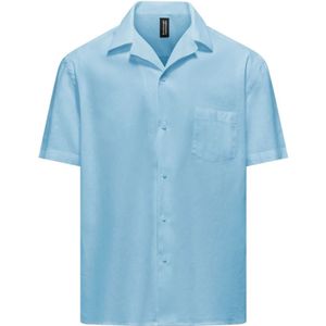 BomBoogie, Heren, Overhemden, Blauw, Maat: S Katoen,
