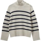 Sofie Schnoor - Margaret - Gebreide Trui - Gestreept Grijs - Col Hoog
