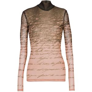 Balmain Lange mouwen top met 'Love Letter' print , Brown , Dames , Maat: S