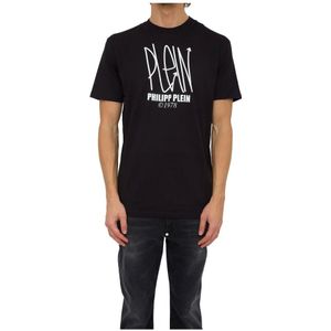 Philipp Plein, Heren, Tops, Zwart, Maat: S Katoen,