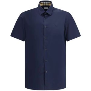 Burberry, Heren, Overhemden, Blauw, Maat: S Katoen,