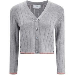 Thom Browne, Dames, Truien, Grijs, Maat: 2XS Wol,