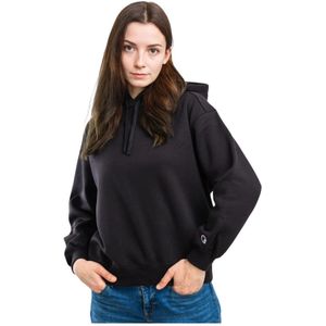 Champion, Dames, Sweatshirts & Hoodies, Zwart, Maat: L Katoen,