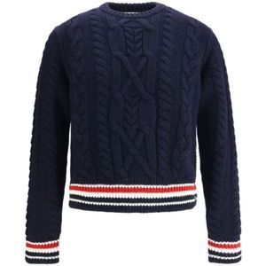 Thom Browne, Heren, Truien, Blauw, Maat: S Wol,