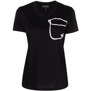 Emporio Armani, Dames, Tops, Zwart, Maat: L Katoen,