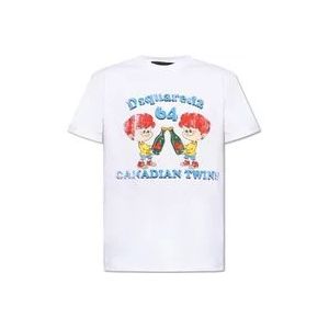 Dsquared2 T-shirt met logo , White , Heren , Maat: M