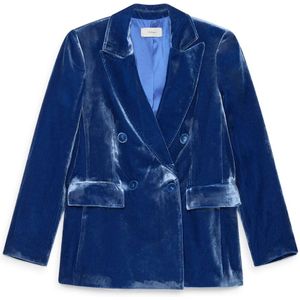 Maliparmi, Dames, Jassen, Blauw, Maat: XS Velours,