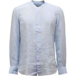 Mazzarelli, Heren, Overhemden, Blauw, Maat: M Linnen,