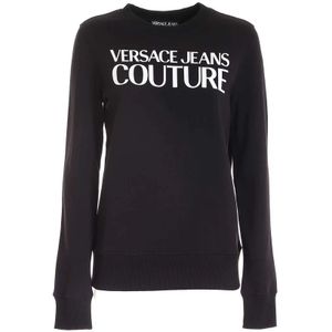Versace Jeans Couture, Dames, Sweatshirts & Hoodies, Zwart, Maat: XS Katoen,