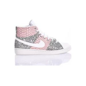 Nike Handgemaakte Zilver Wit Roze Sneakers , Multicolor , Dames , Maat: 40 1/2 EU