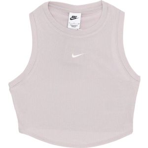 Nike Essential Rib Crop Tank Top , Gray , Dames , Maat: M