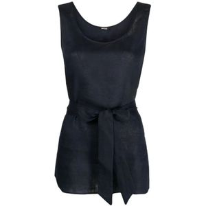 Kiton, Dames, Tops, Blauw, Maat: S Linnen,