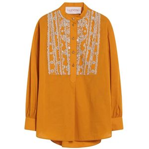 Valentino, Dames, Blouses & Shirts, Geel, Maat: S Katoen,