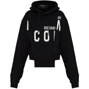 Dsquared2, Dames, Sweatshirts & Hoodies, Zwart, Maat: S Katoen,