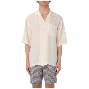 120% Lino, Heren, Overhemden, Beige, Maat: L Linnen,