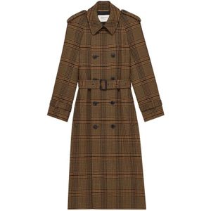 Saint Laurent, Dames, Mantels, Bruin, Maat: 2XS Katoen,