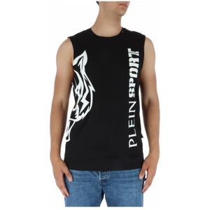 Plein Sport, Heren, Tops, Zwart, Maat: S Katoen,