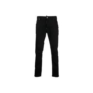 Dsquared2 Zwarte Skinny Jeans van Katoen met Vijf Zakken , Black , Heren , Maat: L